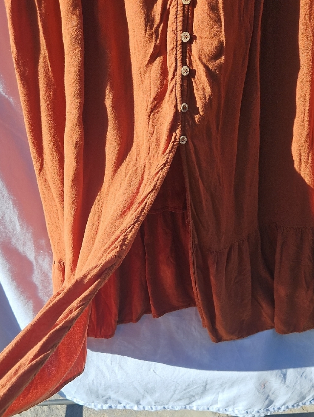 Wishlist Rust Orange Smocked Button Dress. Size Med - Picture 4 of 6